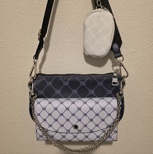 Steve Maddem Stylish Monogram Blue and White Women's Bag
